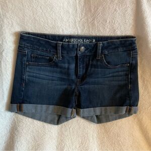 AEO MIDI Cuffed Blue Jean Shorts Sz 4